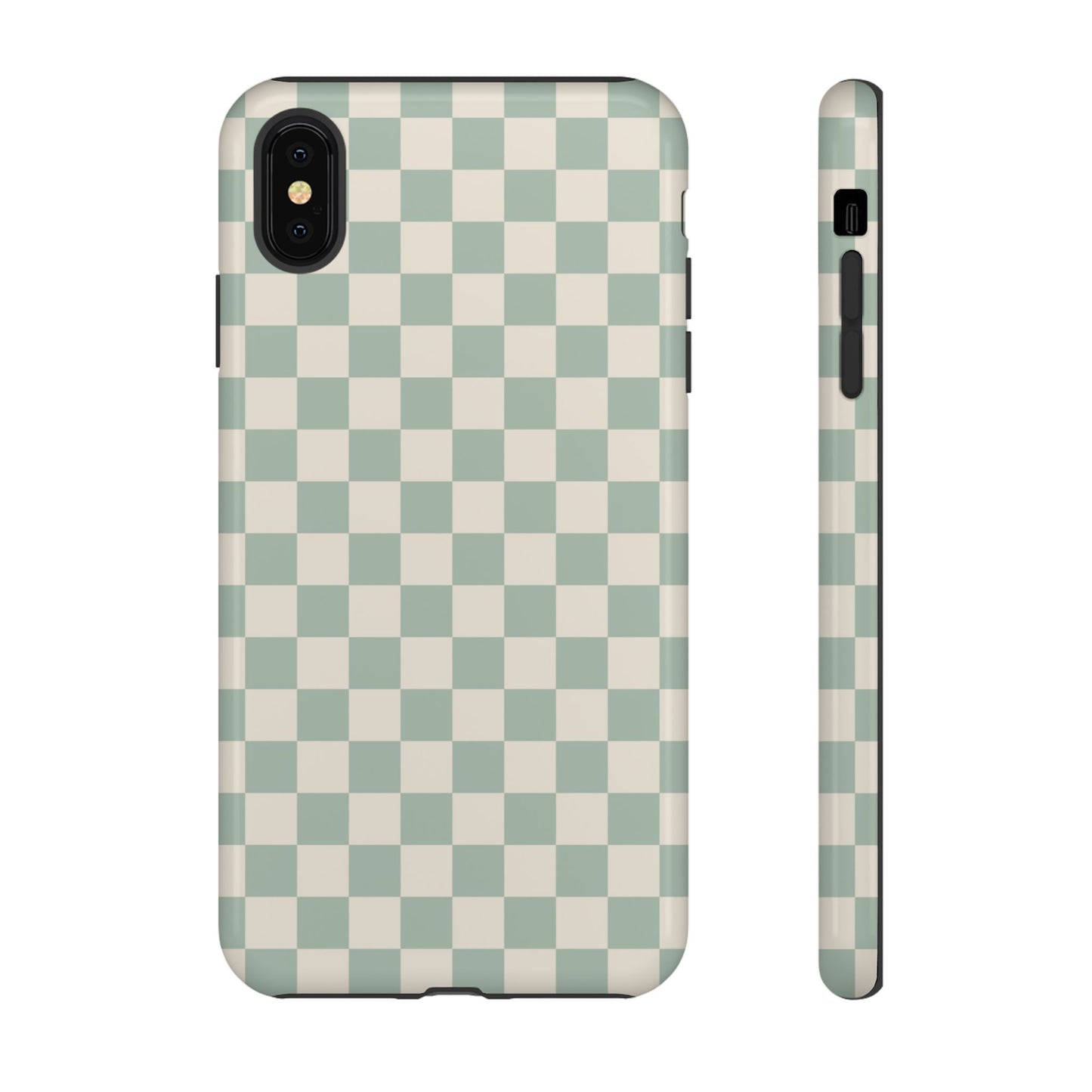 Sage Green & Beige Checkered Phone Case