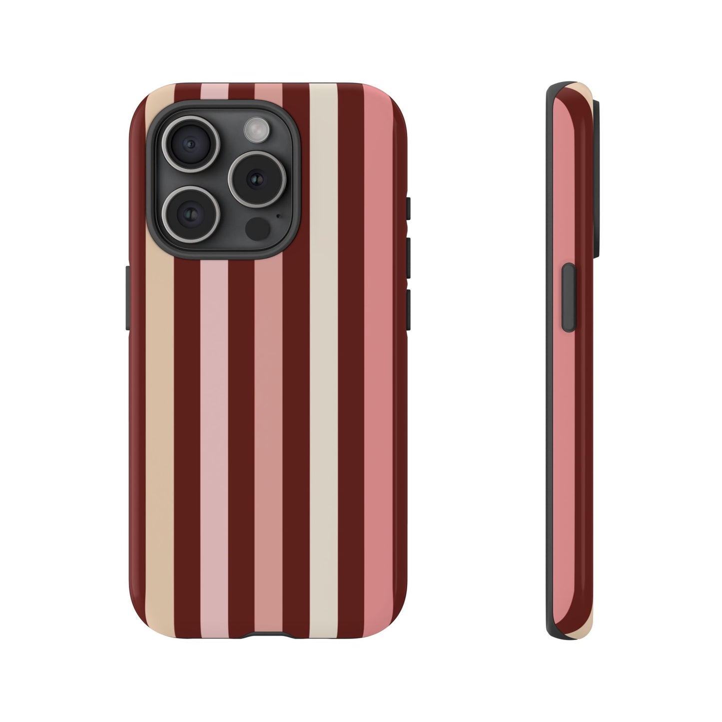 Burgundy Striped Tough Phone Case