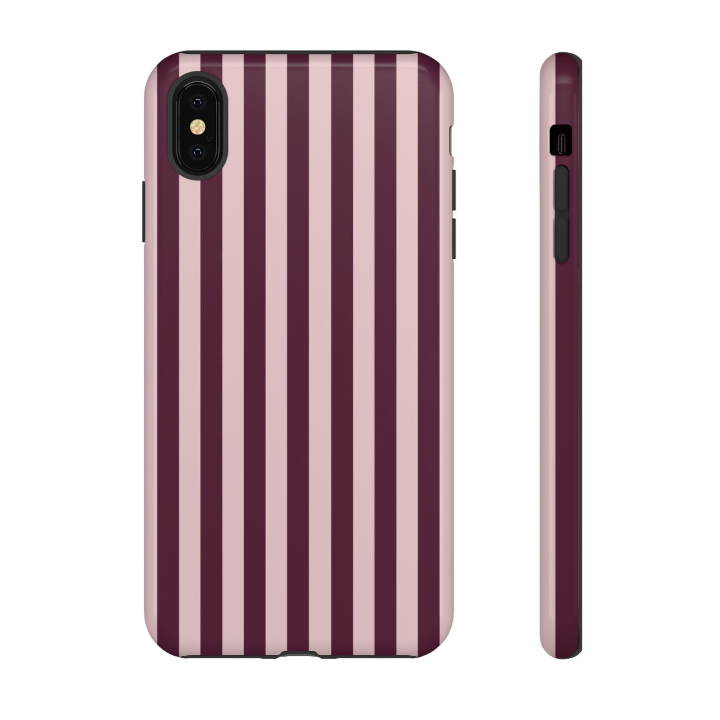 Pink & Burgundy Striped Tough Phone Case