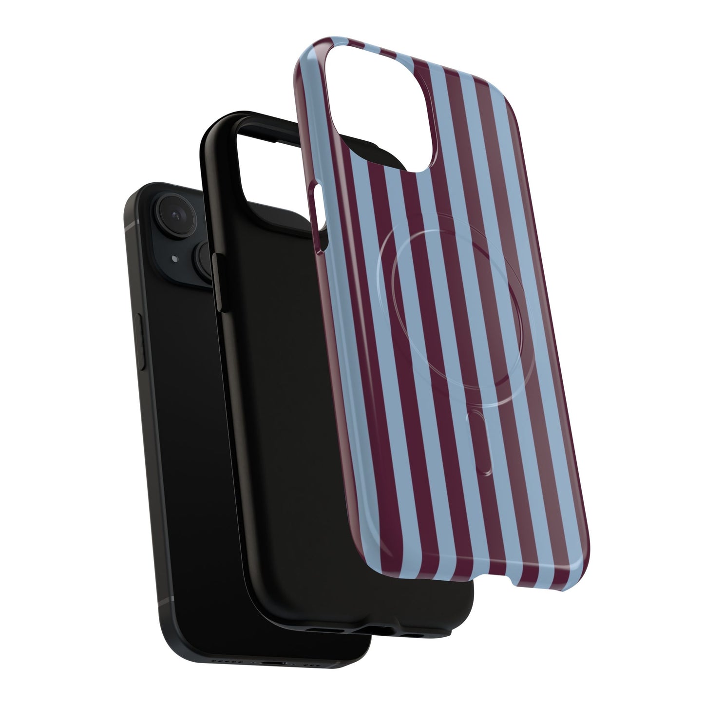 Burgundy & Blue Striped Magnetic Phone Case