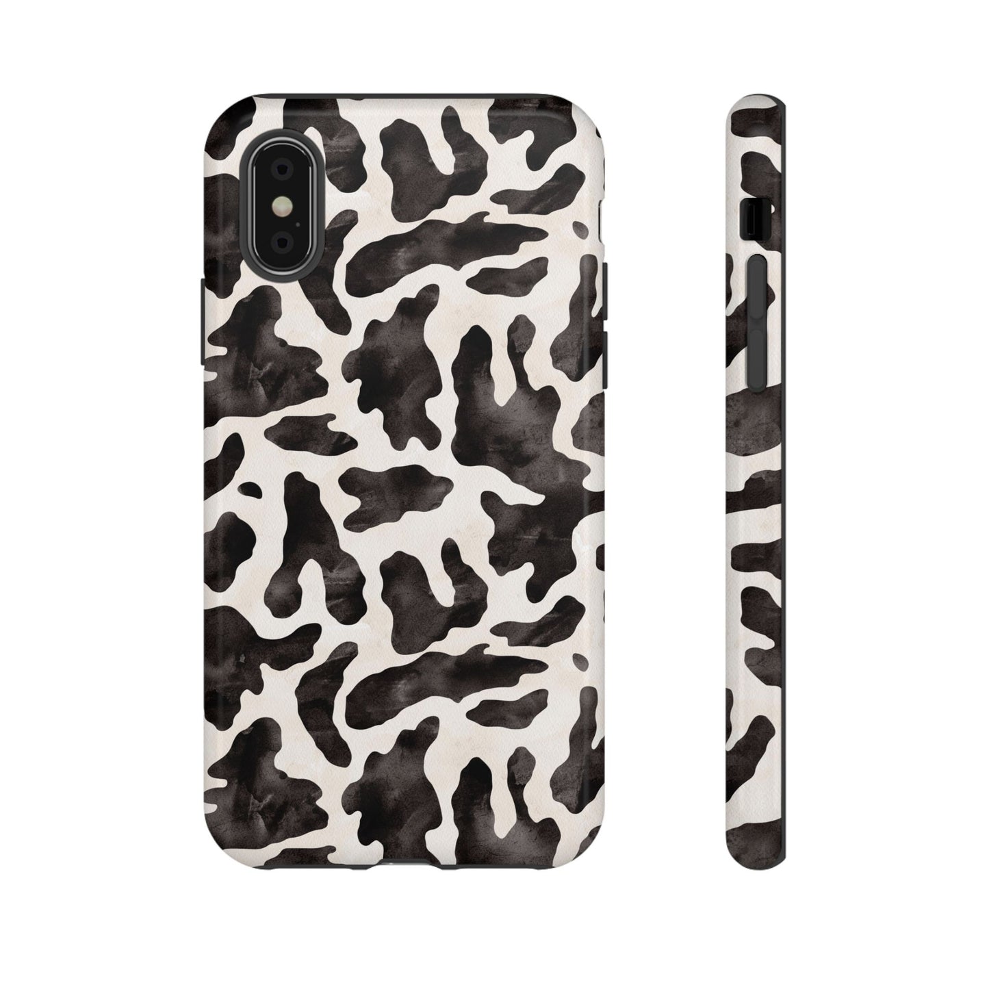 Black & White Cow Print Phone Case — Stylish Protective Tough Case