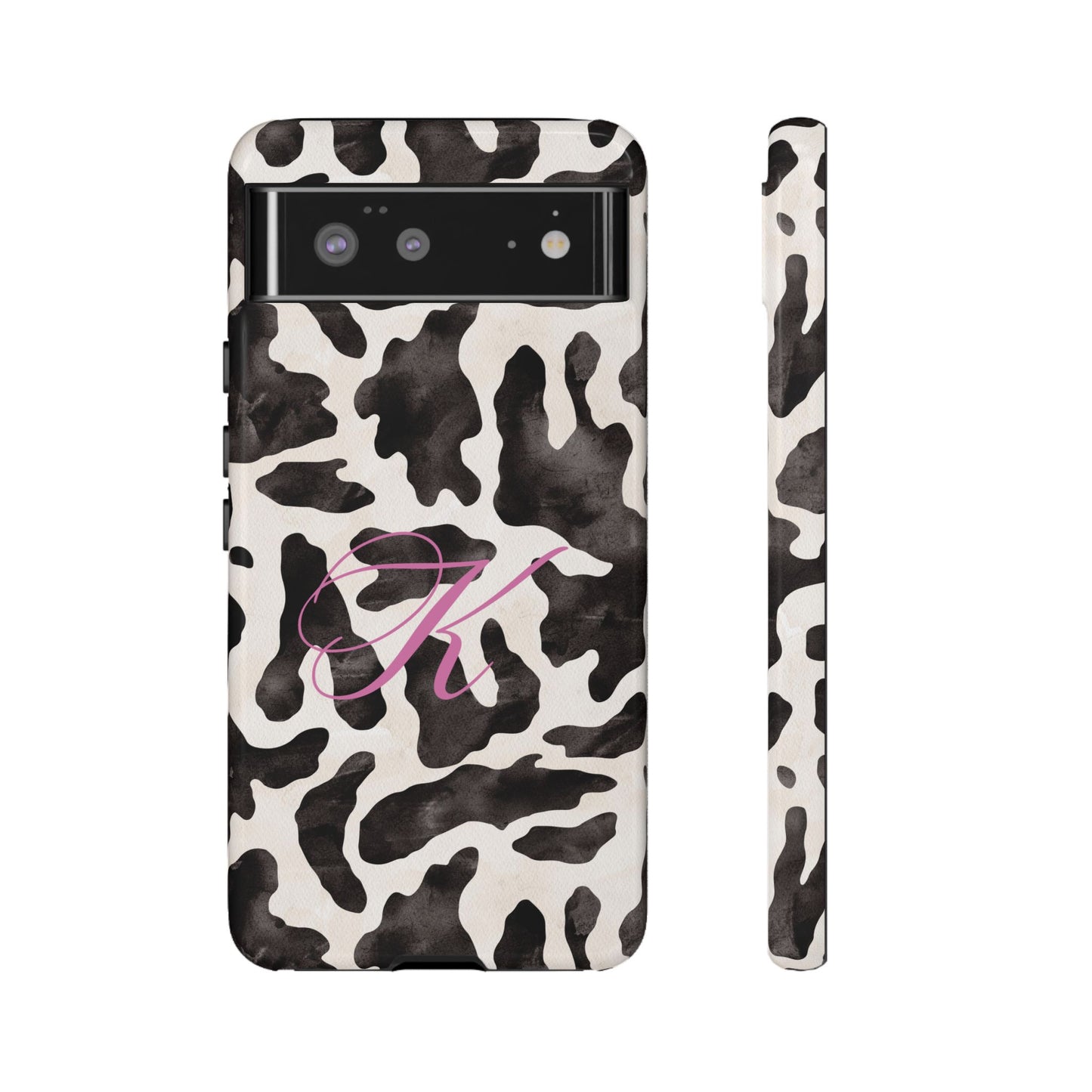 Personalized Monogram Cow Print Tough Phone Case