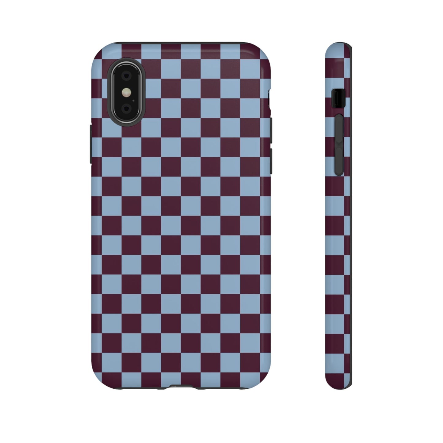 Blue & Burgundy Checkered Phone Case