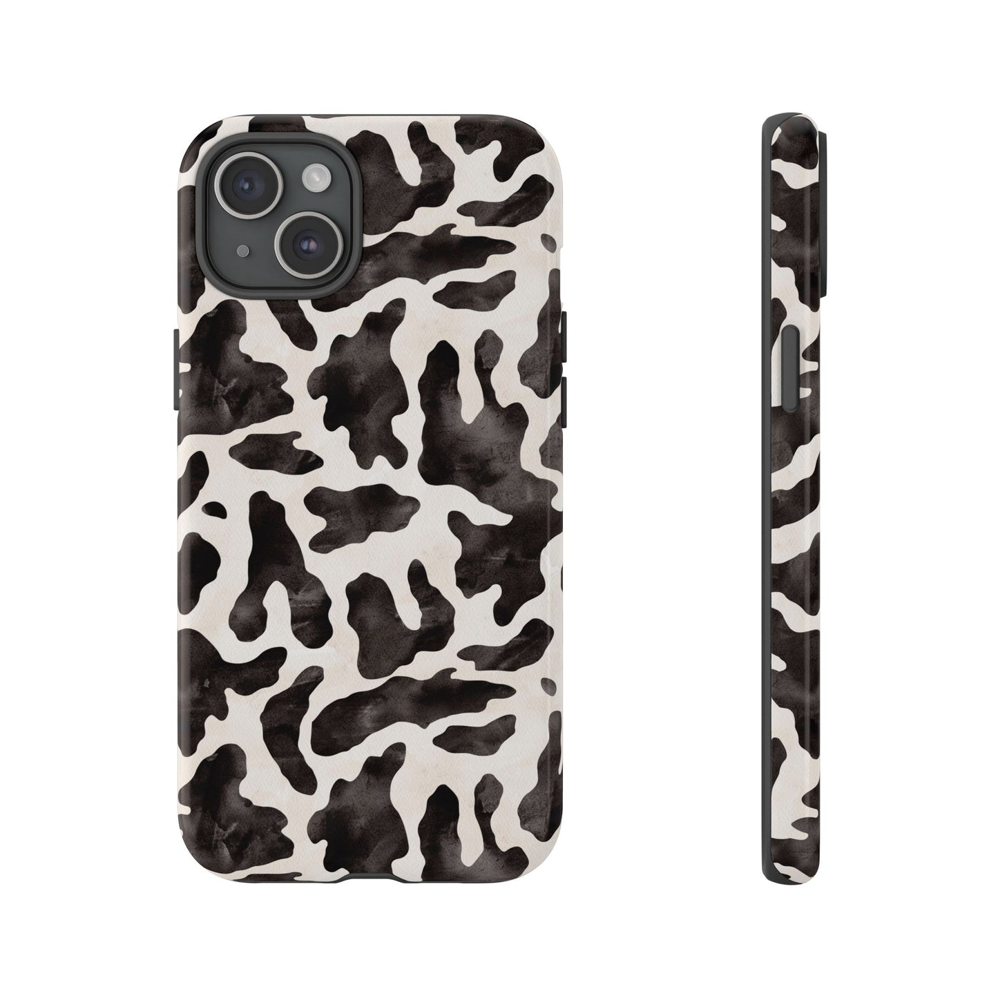 Black & White Cow Print Phone Case — Stylish Protective Tough Case