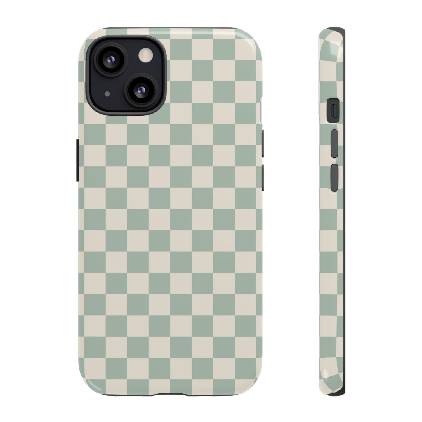 Sage Green & Beige Checkered Phone Case