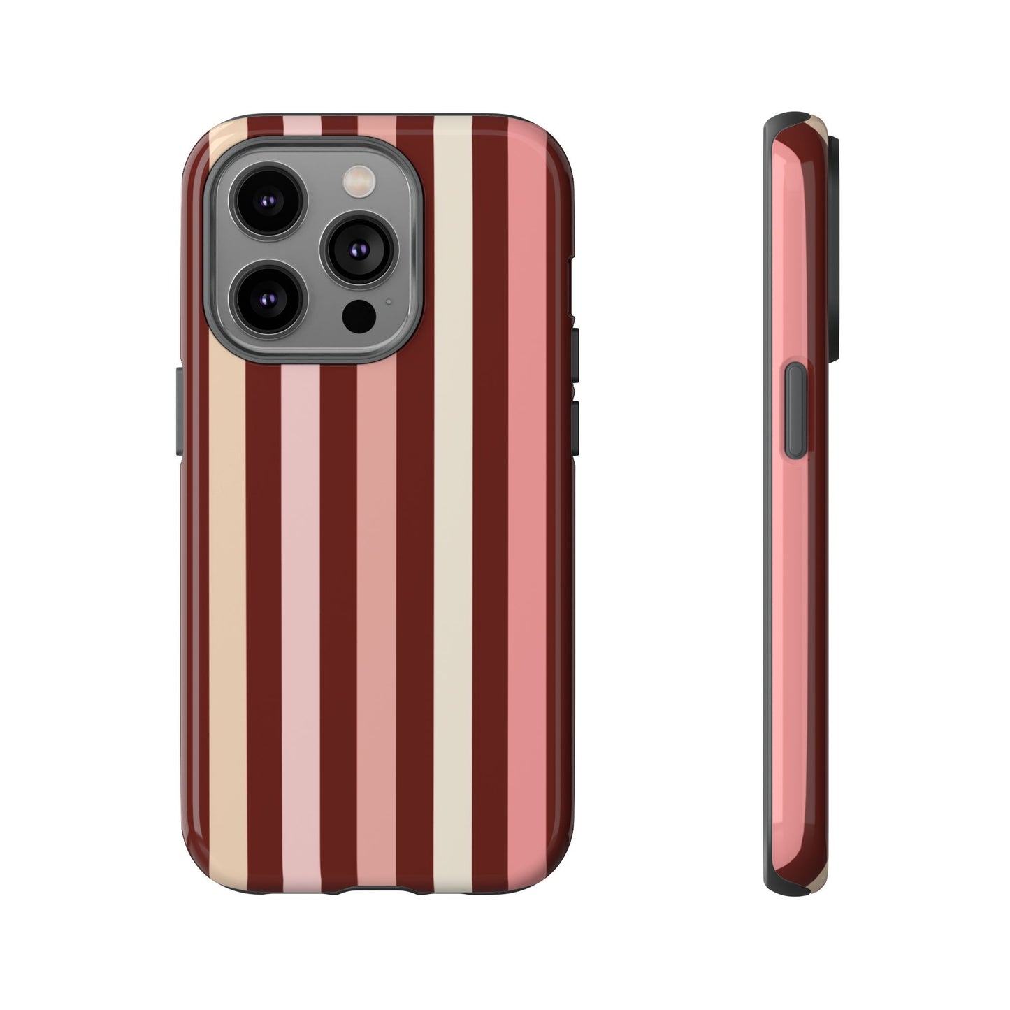 Burgundy Striped Tough Phone Case
