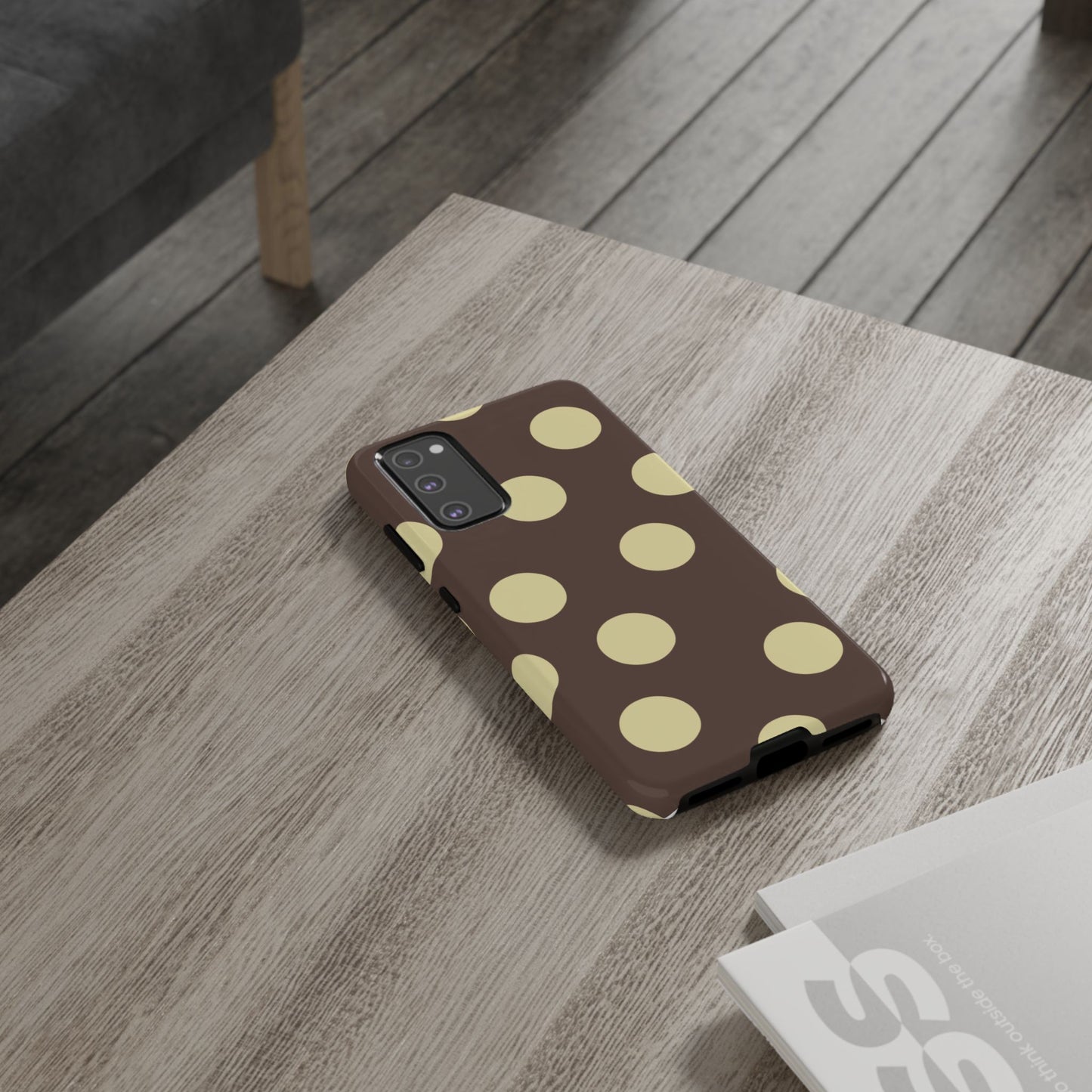 Brown & Butter Yellow Polka Dot Tough Phone Case