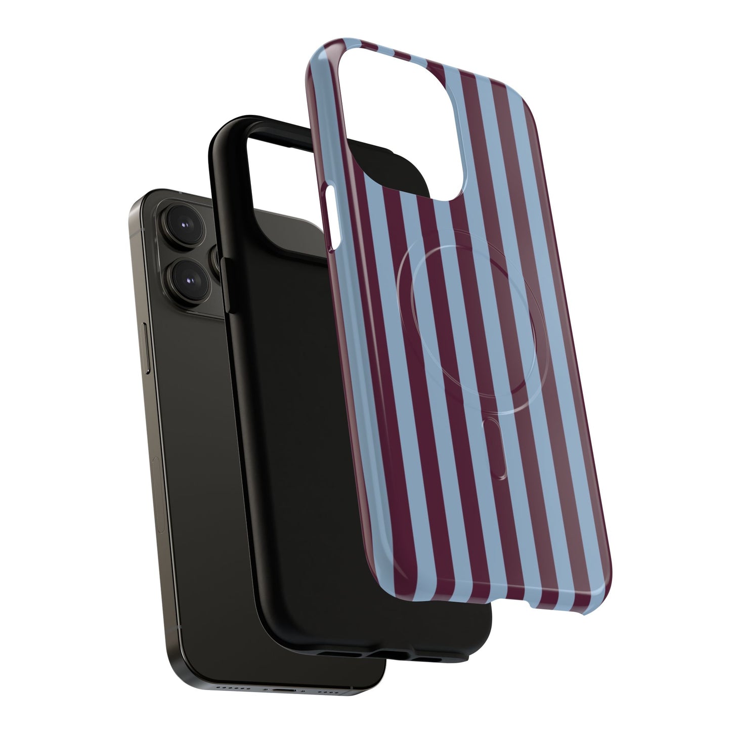 Burgundy & Blue Striped Magnetic Phone Case