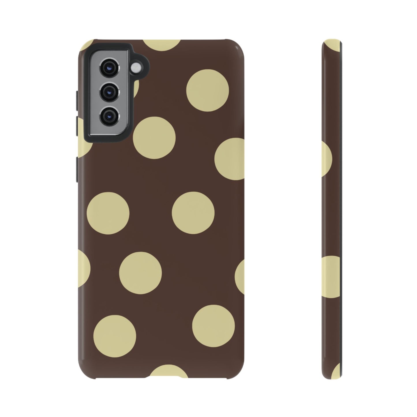 Brown & Butter Yellow Polka Dot Tough Phone Case