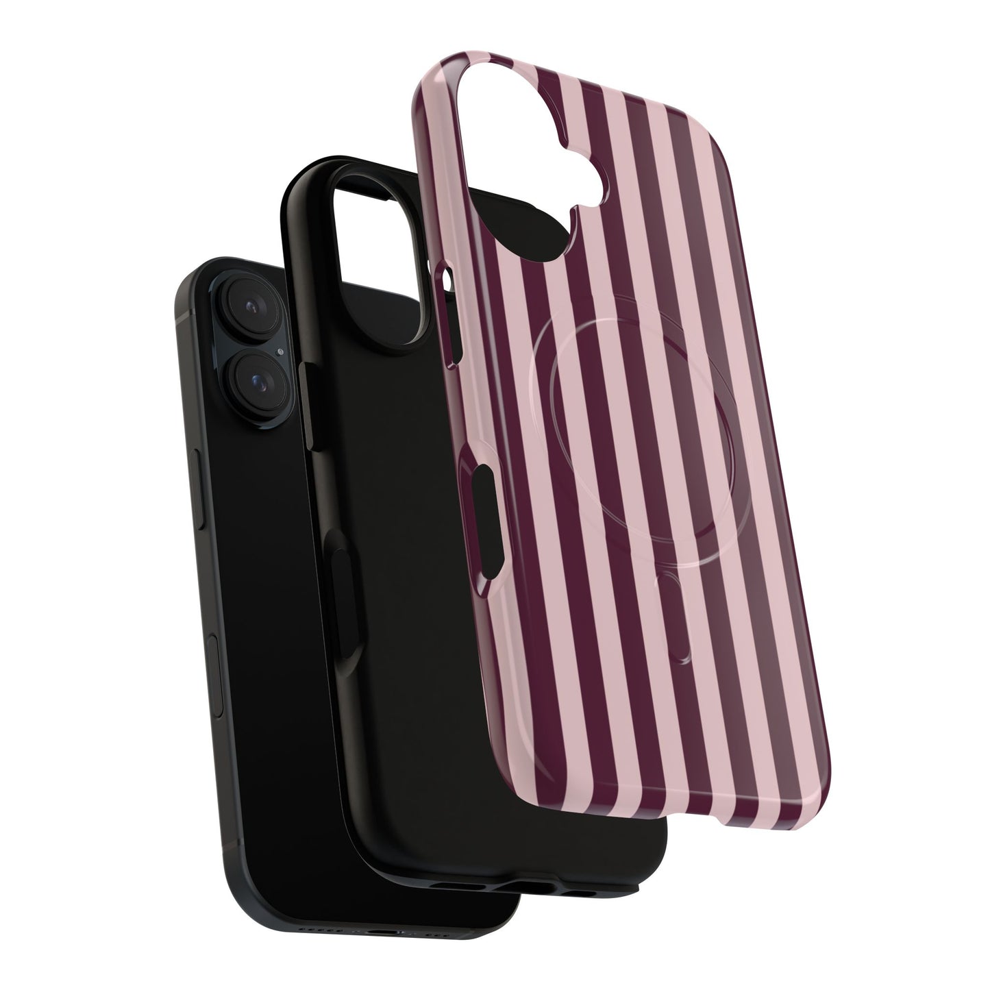 Burgundy & Pink Striped Magnetic Phone Case