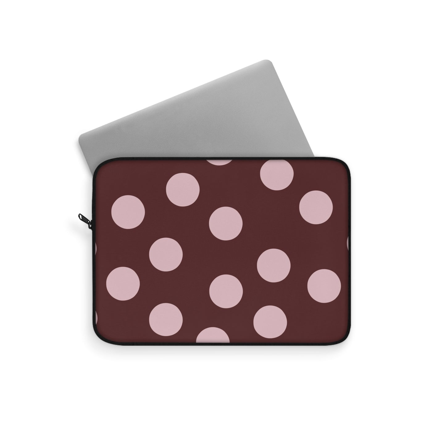 Polka Dot Laptop Sleeve — Pink Dots on Maroon Protective Case