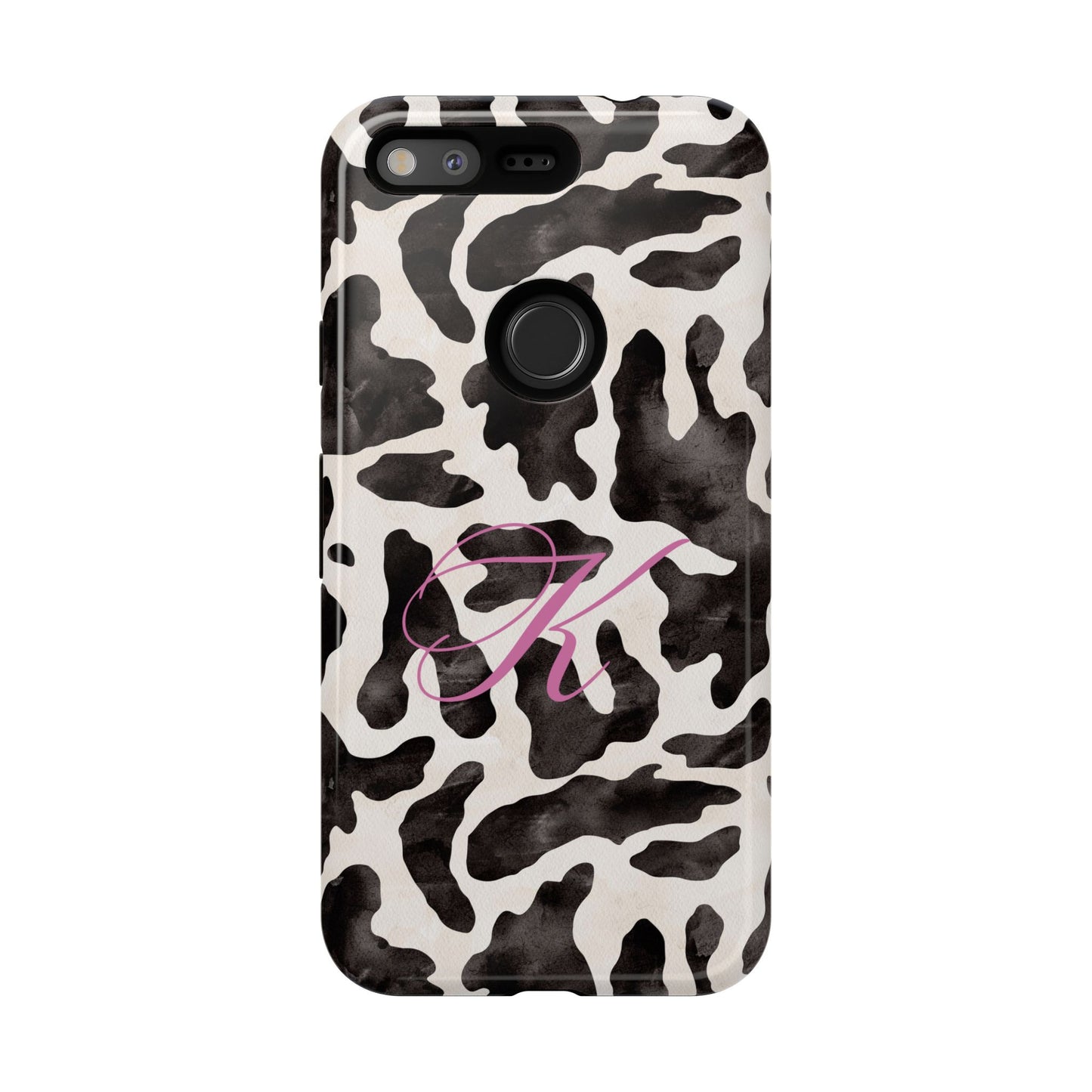 Personalized Monogram Cow Print Tough Phone Case