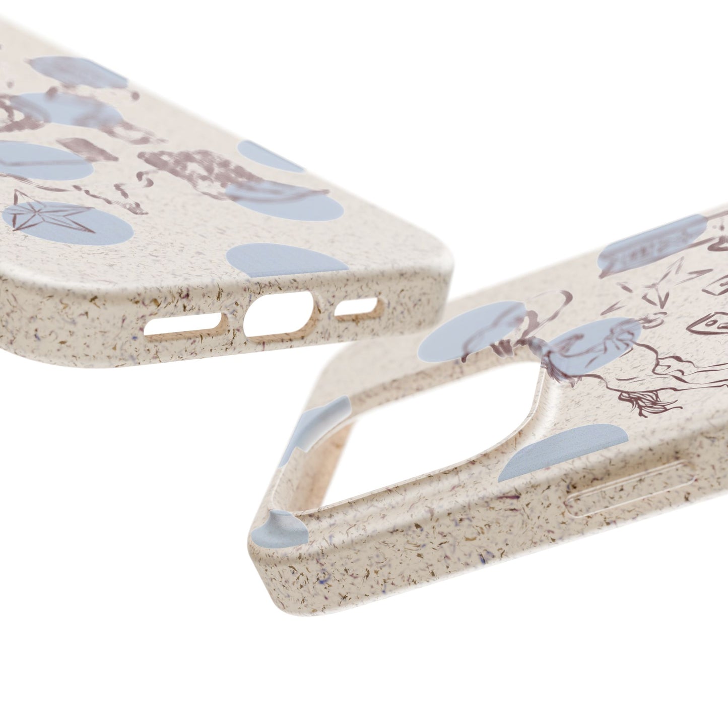 Biodegradable Phone Case — Western Cowgirl Sketches on Natural Speckled Eco Shell