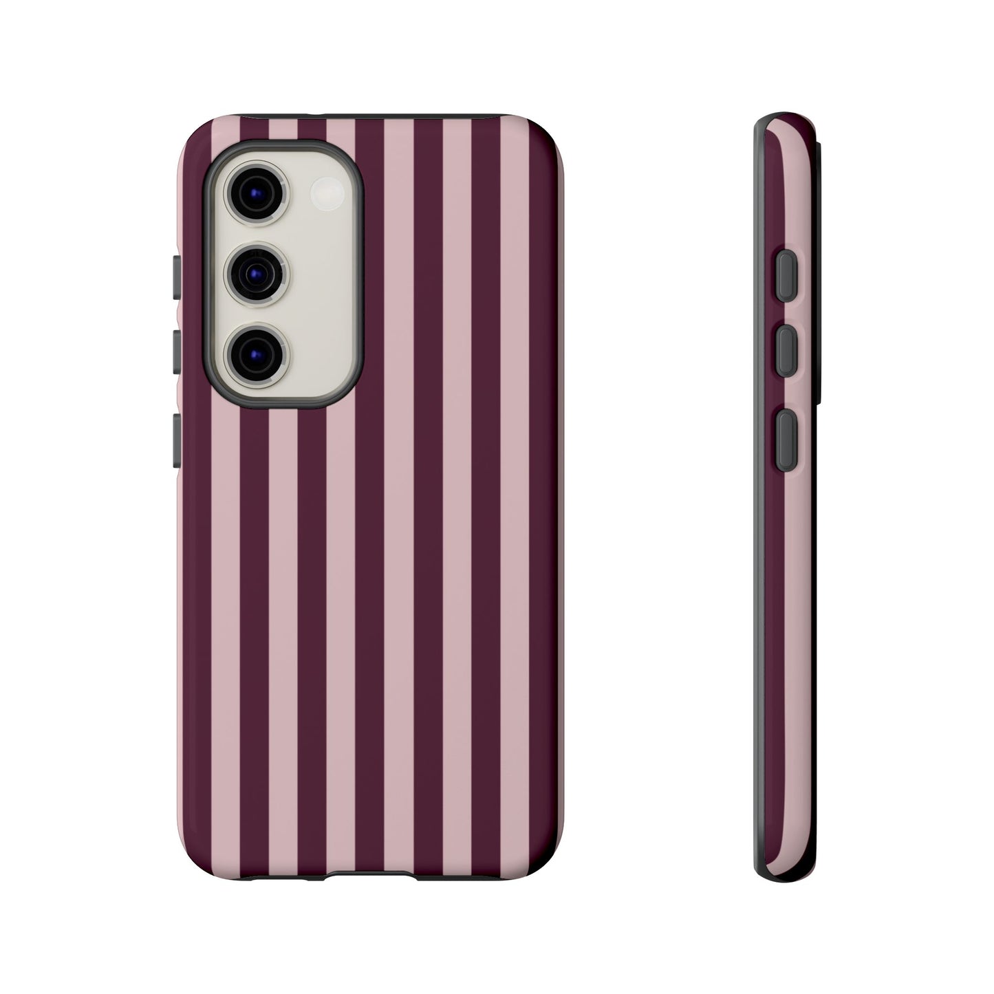 Pink & Burgundy Striped Tough Phone Case