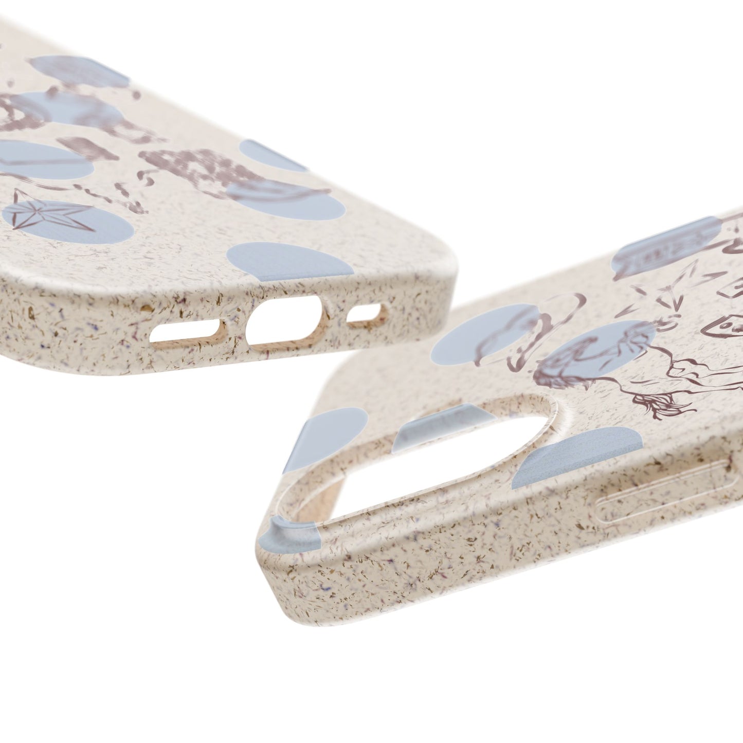 Biodegradable Phone Case — Western Cowgirl Sketches on Natural Speckled Eco Shell