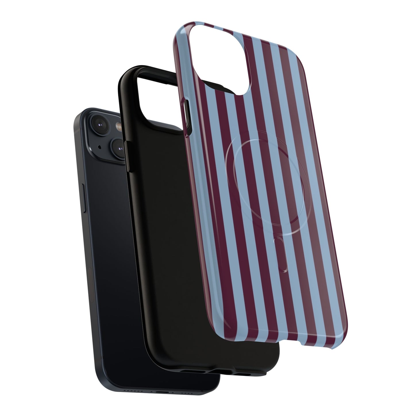 Burgundy & Blue Striped Magnetic Phone Case