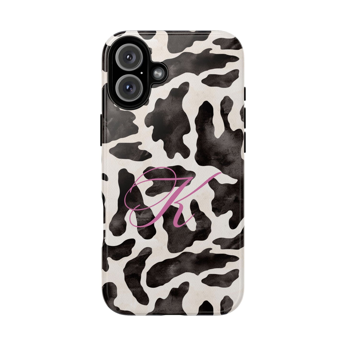 Personalized Monogram Cow Print Tough Phone Case