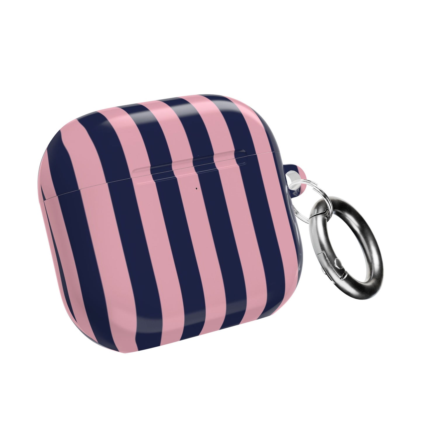 Pink & Navy Striped AirPod Case — Chic Protective Sleeve