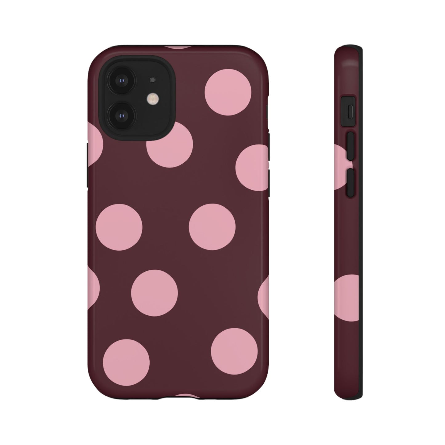 Burgundy & Pink Polka Dot Tough Phone Case