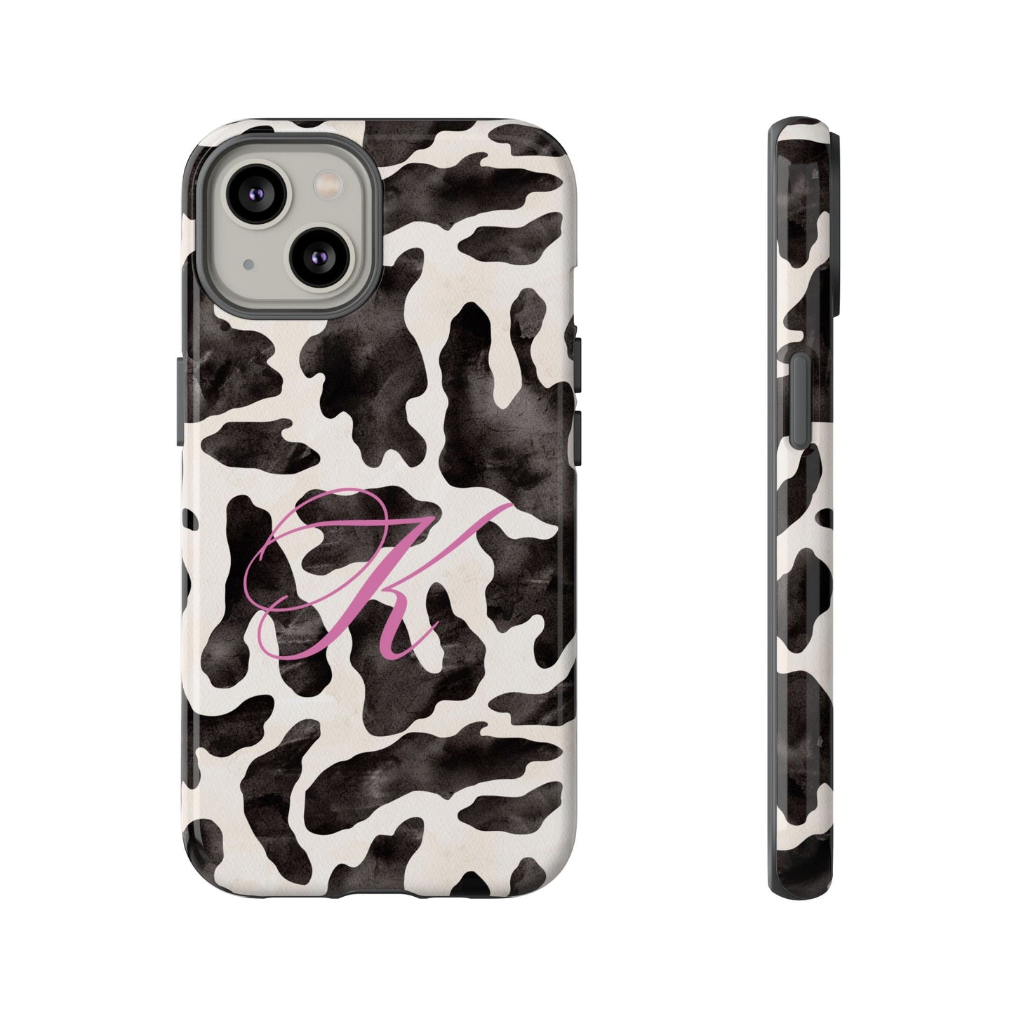 Personalized Monogram Cow Print Tough Phone Case