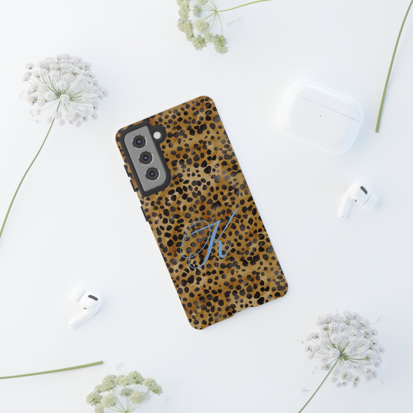 Personalized Initial Leopard Monogram Tough Case