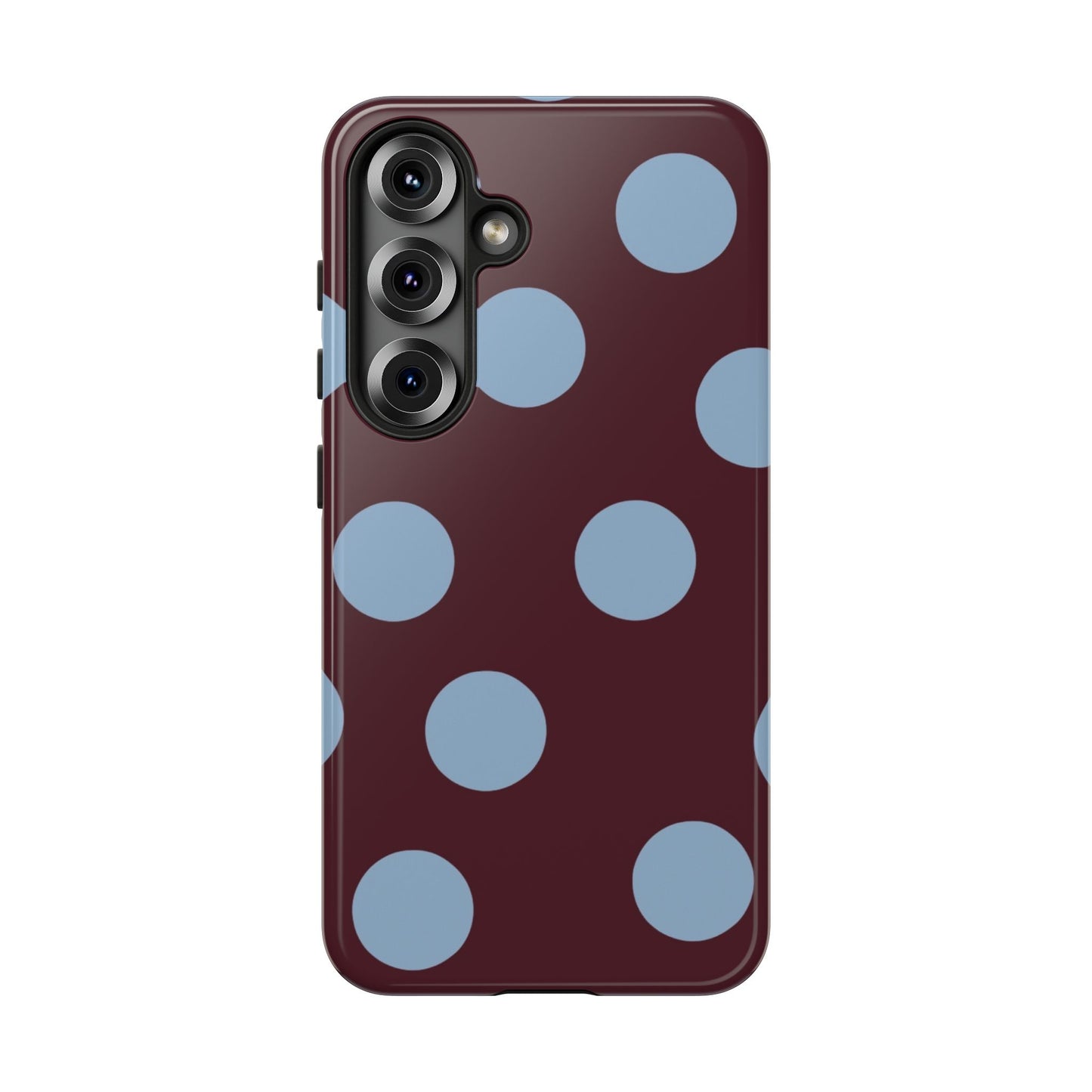 Polka Dot Phone Case — Maroon & Sky Blue Tough Protective Cover