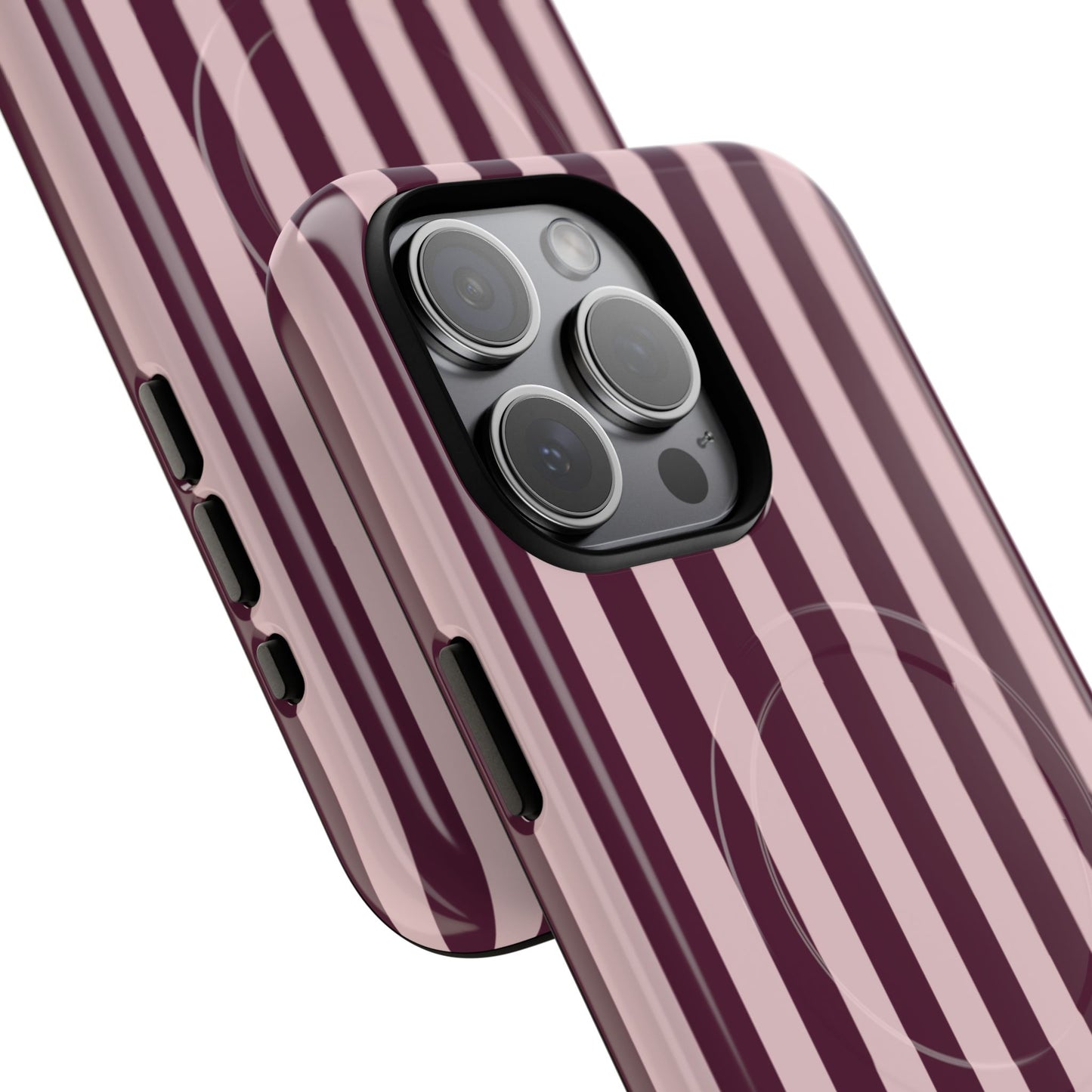Burgundy & Pink Striped Magnetic Phone Case