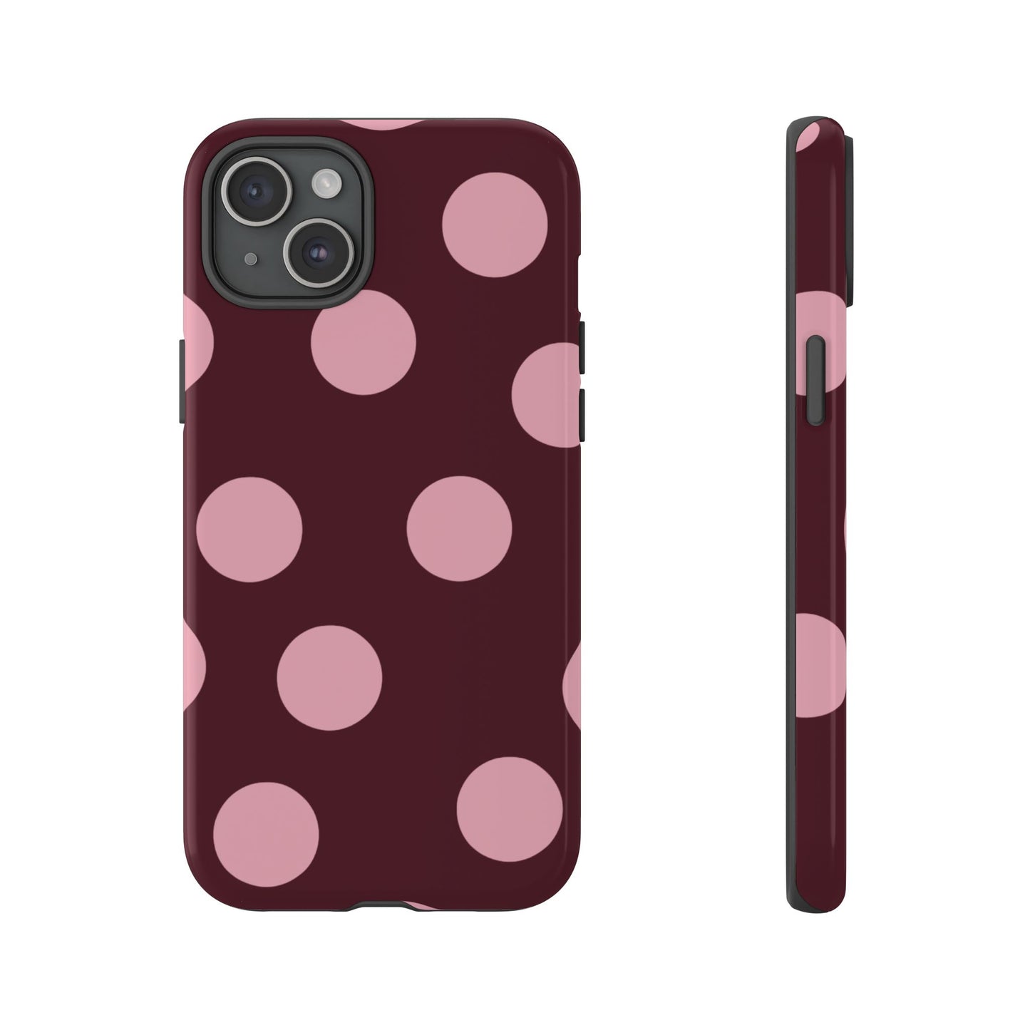 Burgundy & Pink Polka Dot Tough Phone Case