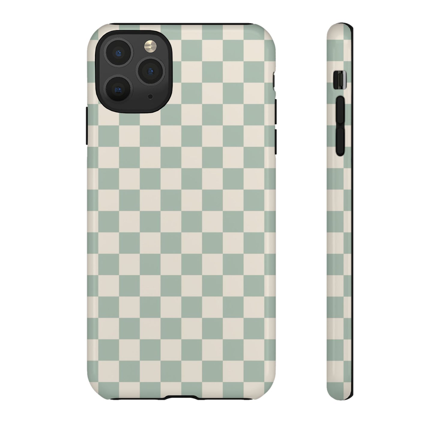 Sage Green & Beige Checkered Phone Case