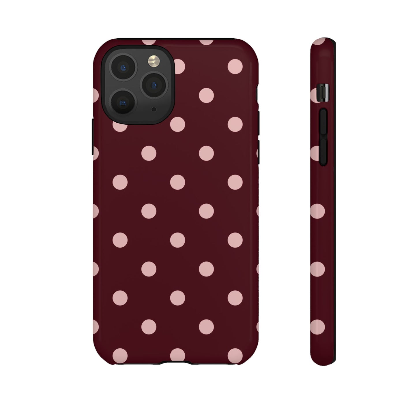 Burgundy & Blush Polka Dot Tough Phone Case
