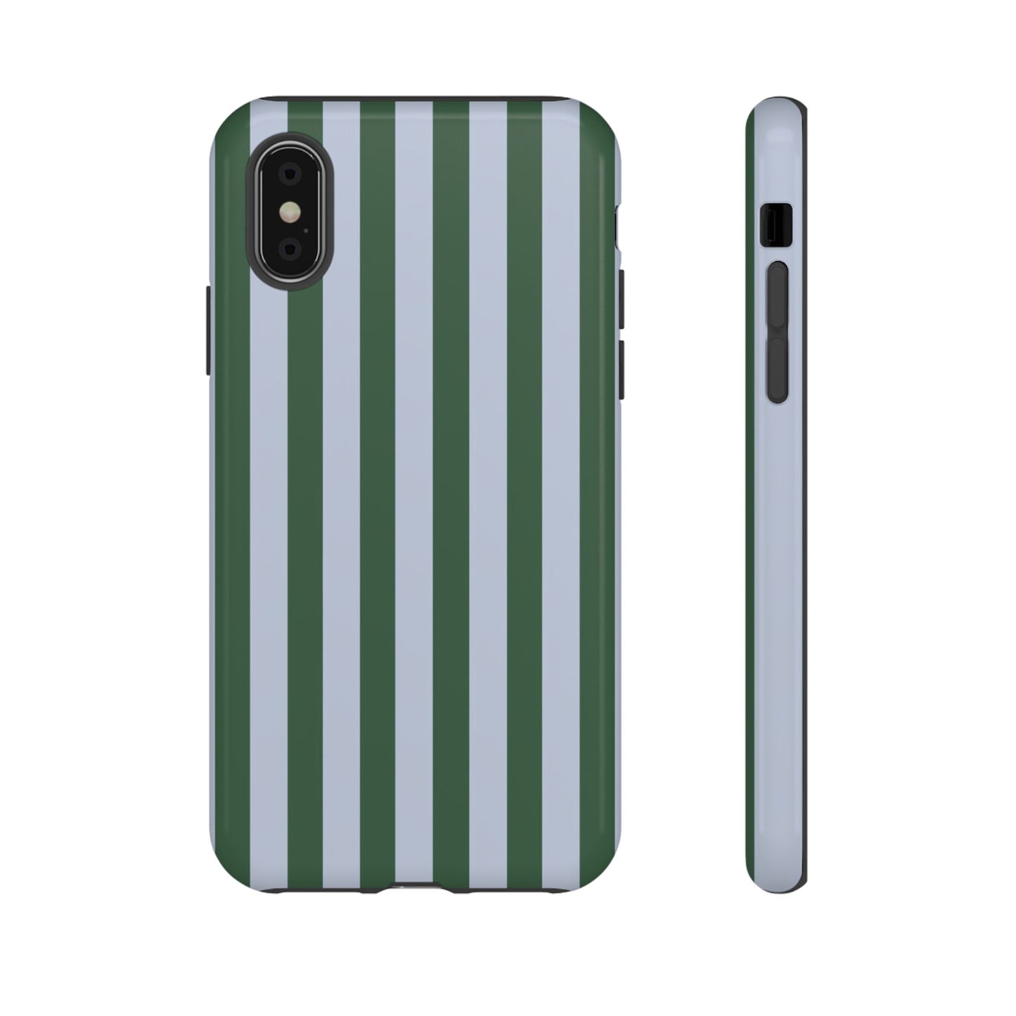 Green & Blue Striped Tough Phone Case — Durable Protective Phone Case