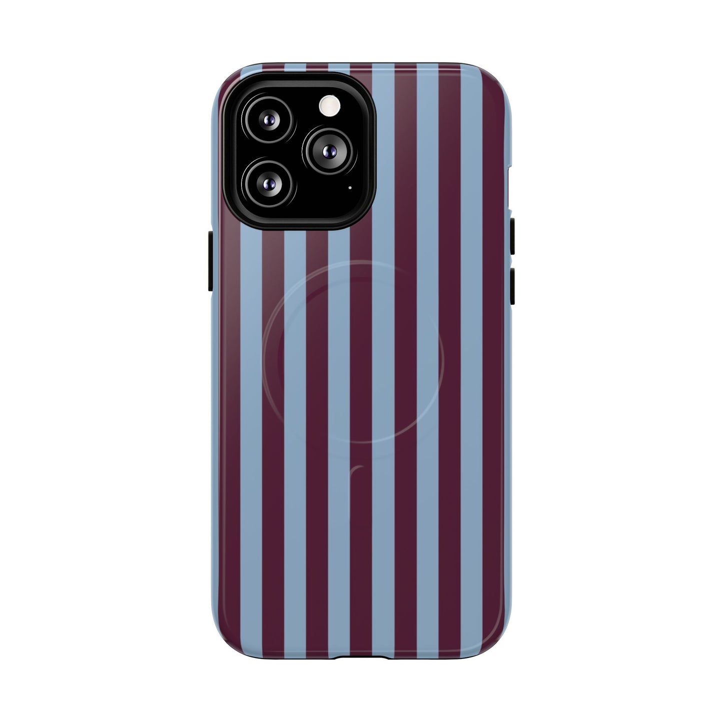 Burgundy & Blue Striped Magnetic Phone Case