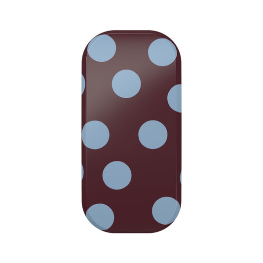 Polka Dot Clickit Phone Stand — Burgundy & Powder Blue Grip