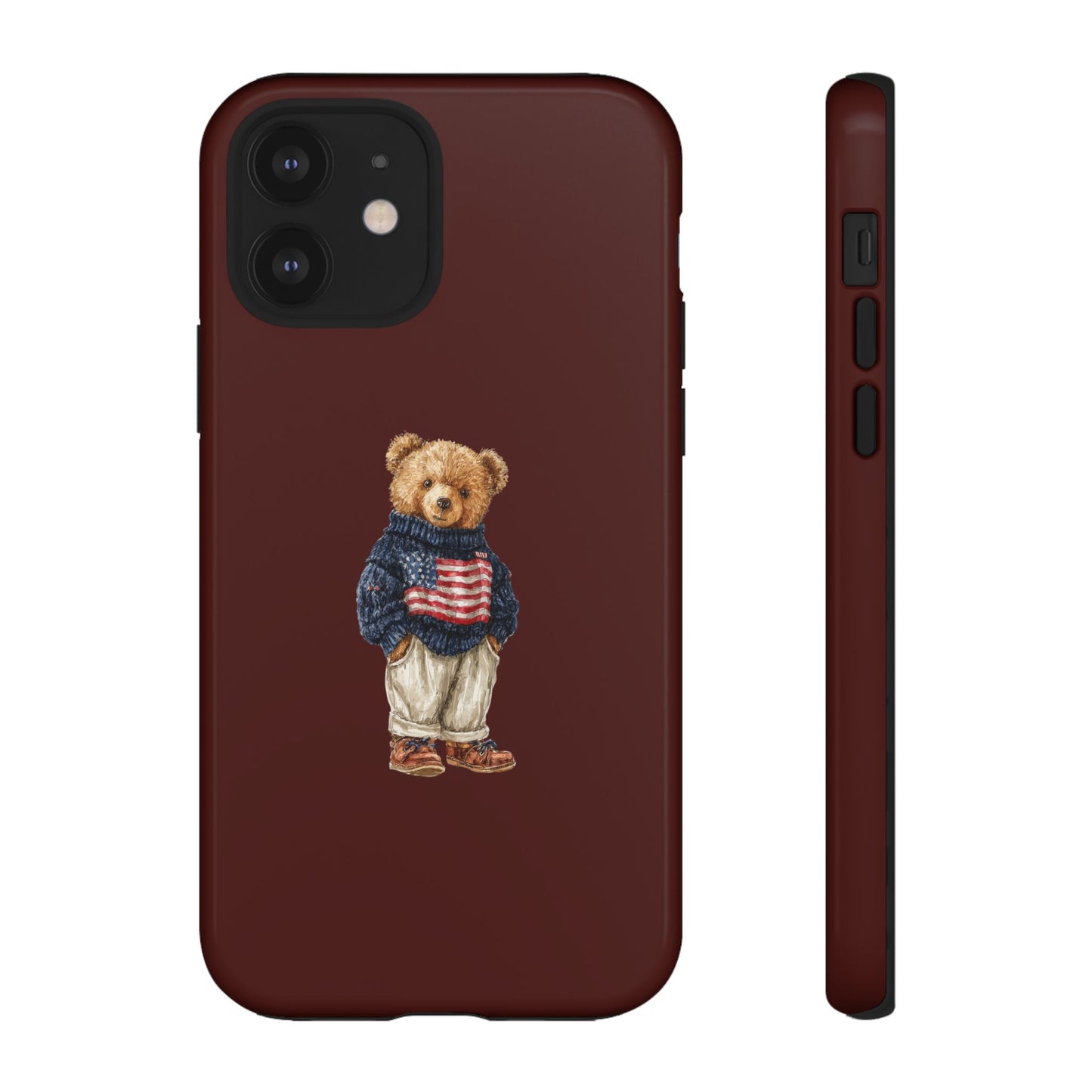 Teddy Bear in American Flag Sweater Tough Phone Case