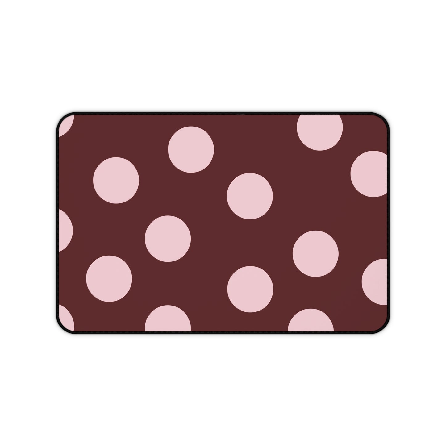 Polka Dot Desk Mat — Rose Pink Dots on Burgundy Mouse Pad