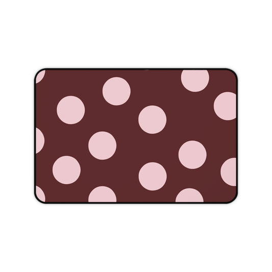 Polka Dot Desk Mat — Rose Pink Dots on Burgundy Mouse Pad