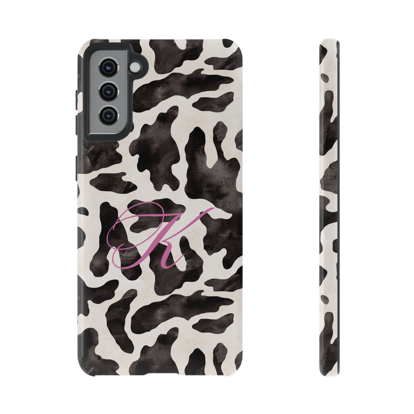 Personalized Monogram Cow Print Tough Phone Case