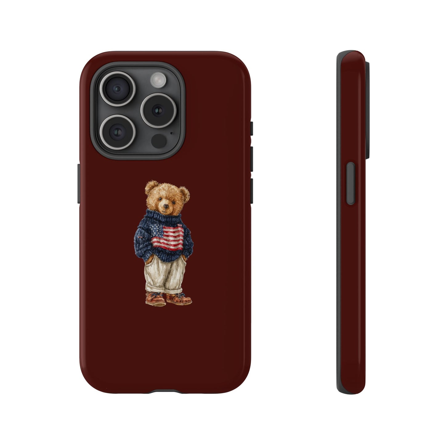 Teddy Bear in American Flag Sweater Tough Phone Case