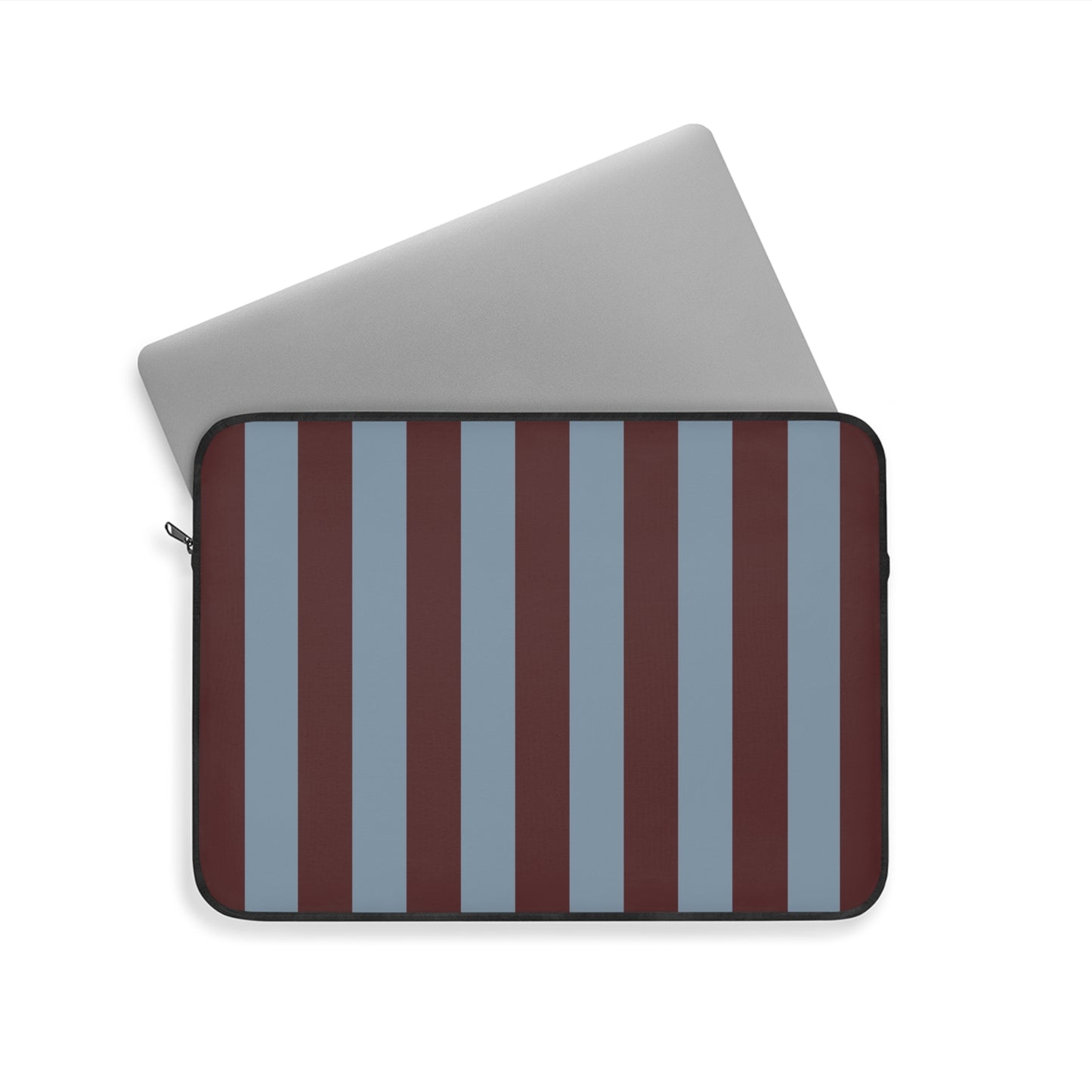 Striped Laptop Sleeve — Burgundy & Slate Vertical Stripe Protective Case