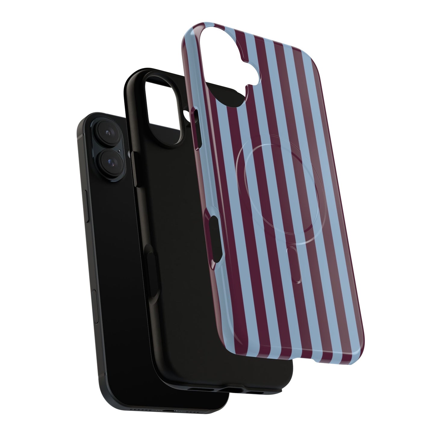 Burgundy & Blue Striped Magnetic Phone Case