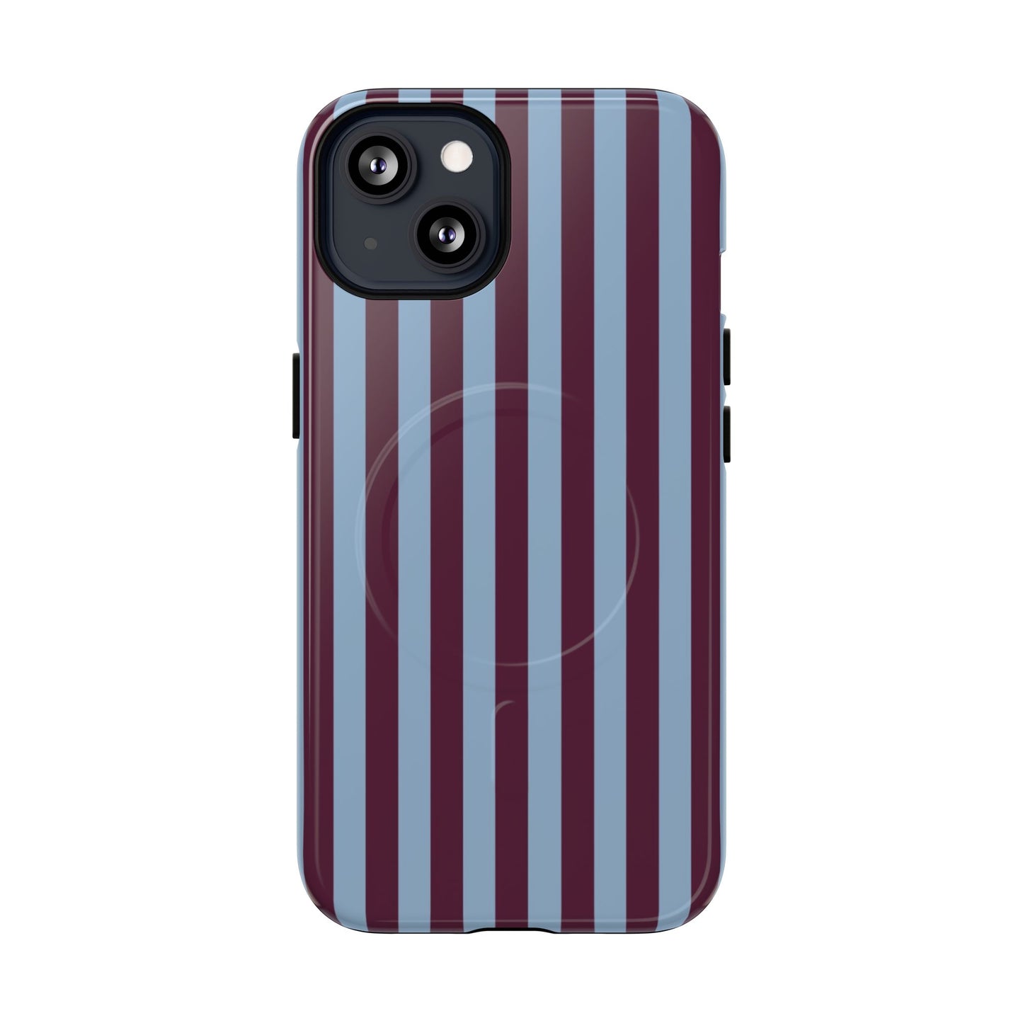 Burgundy & Blue Striped Magnetic Phone Case