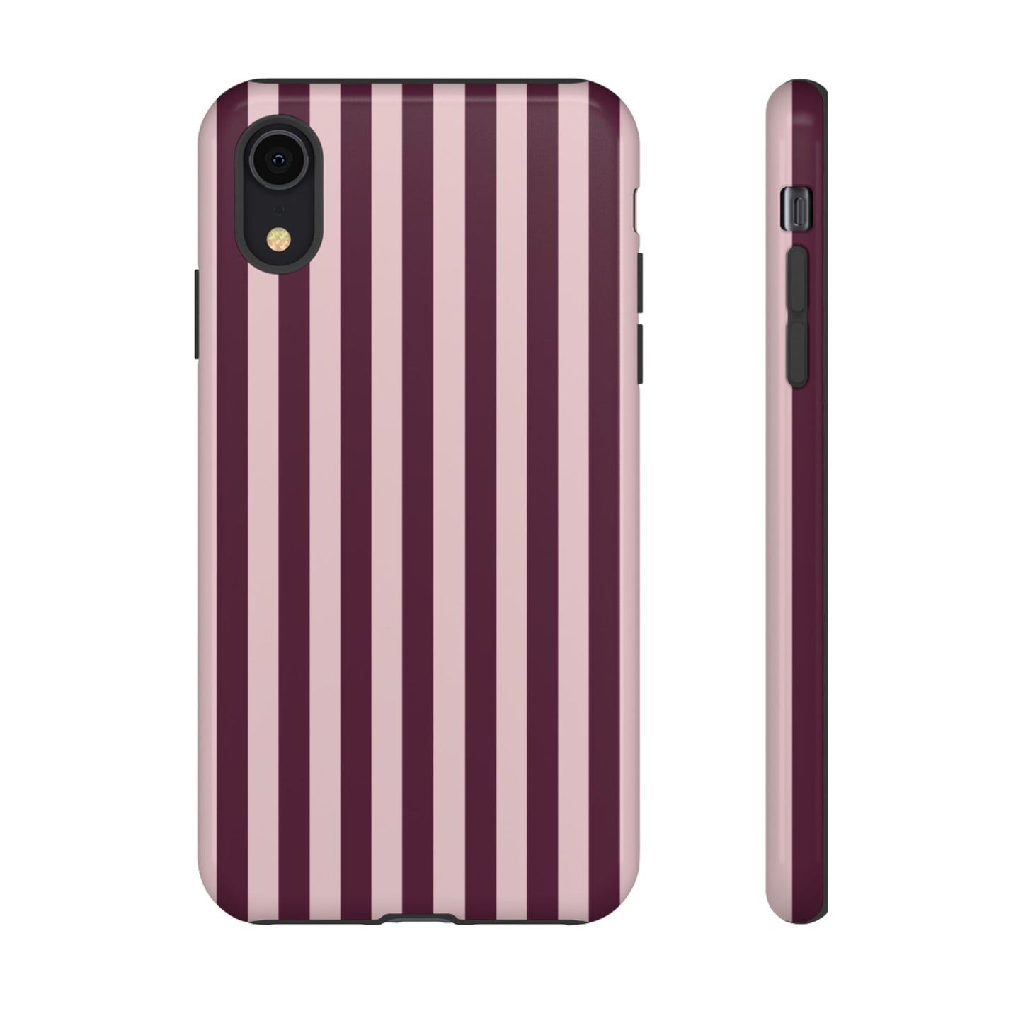 Pink & Burgundy Striped Tough Phone Case