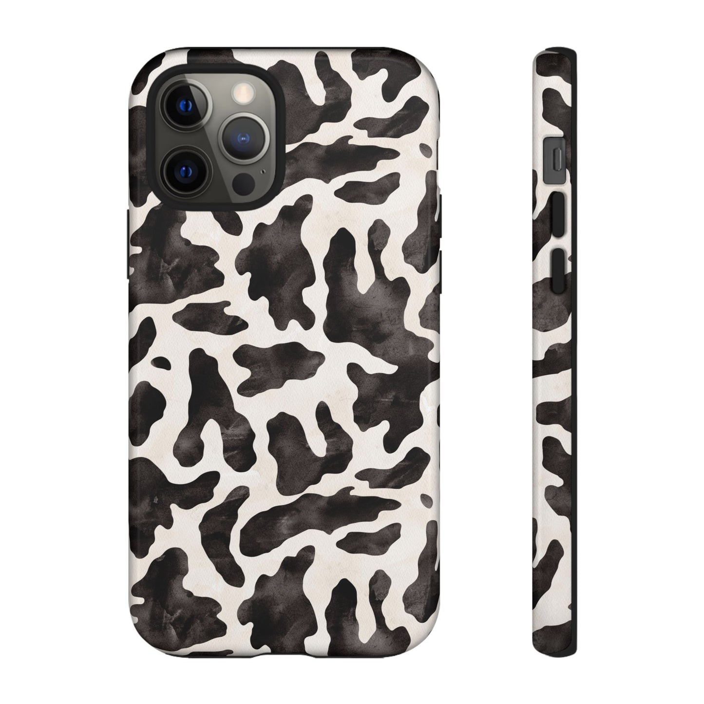 Black & White Cow Print Phone Case — Stylish Protective Tough Case