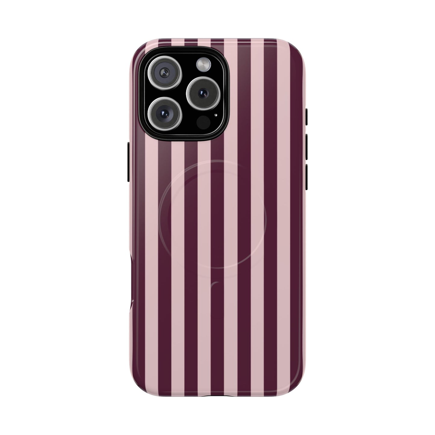 Burgundy & Pink Striped Magnetic Phone Case