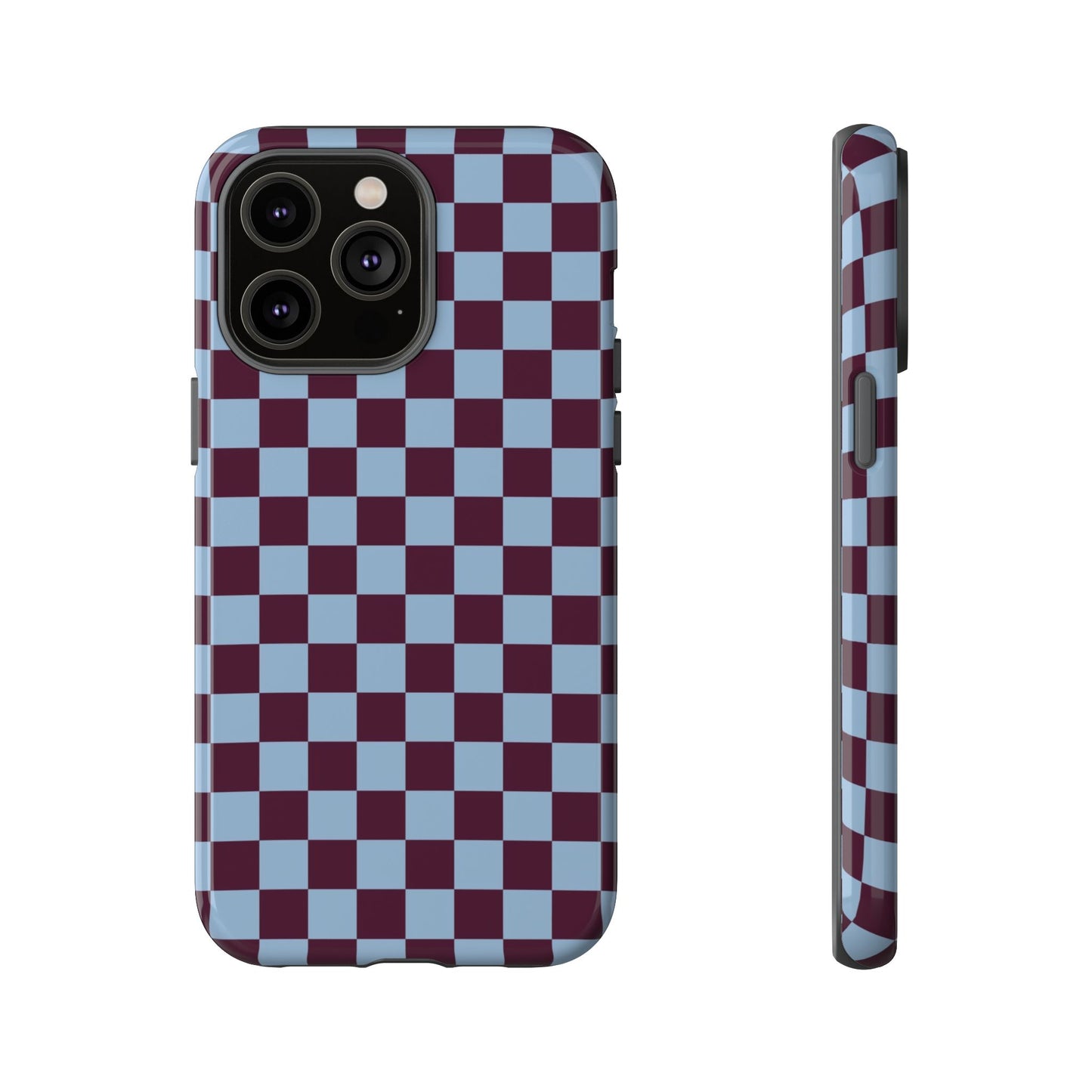 Blue & Burgundy Checkered Phone Case
