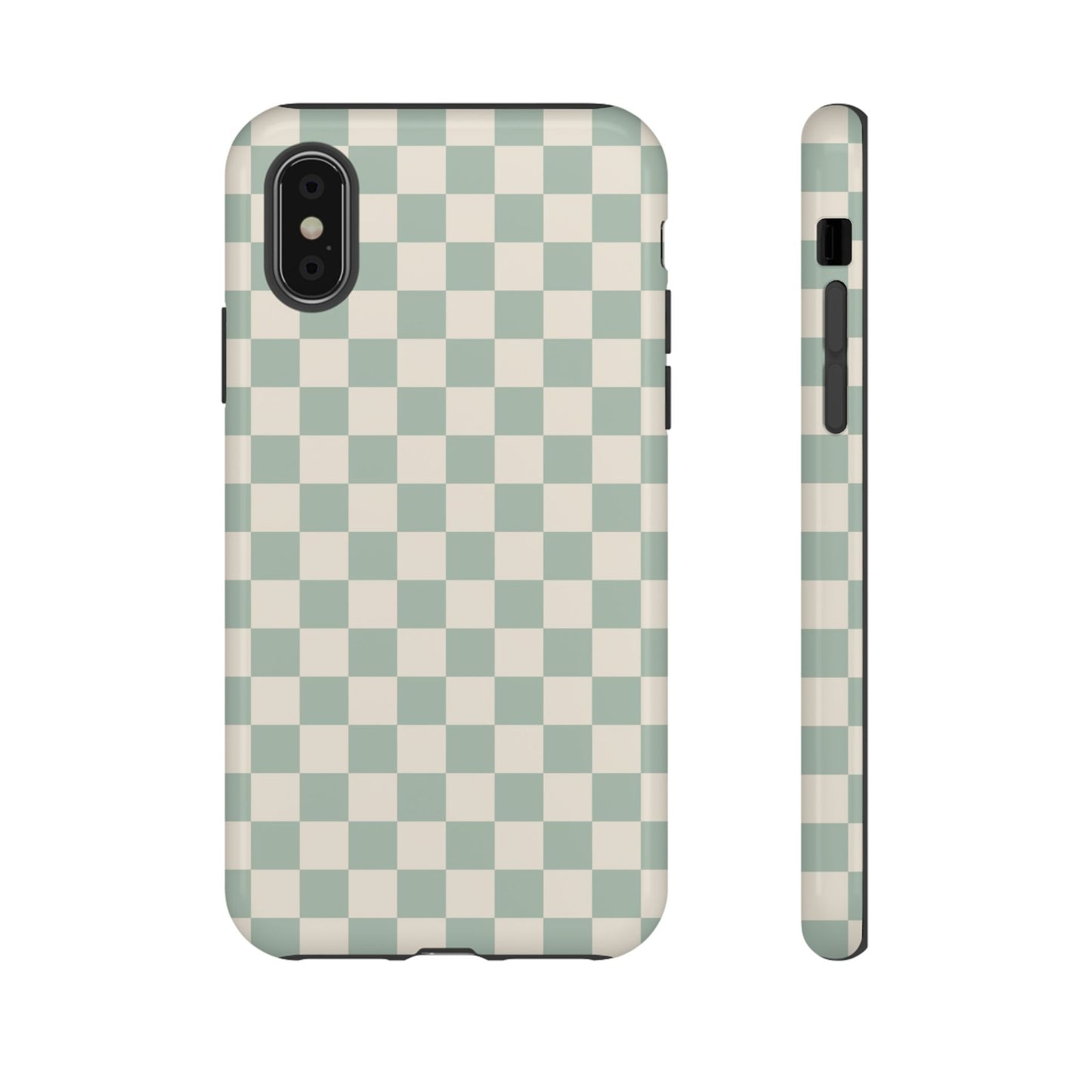 Sage Green & Beige Checkered Phone Case