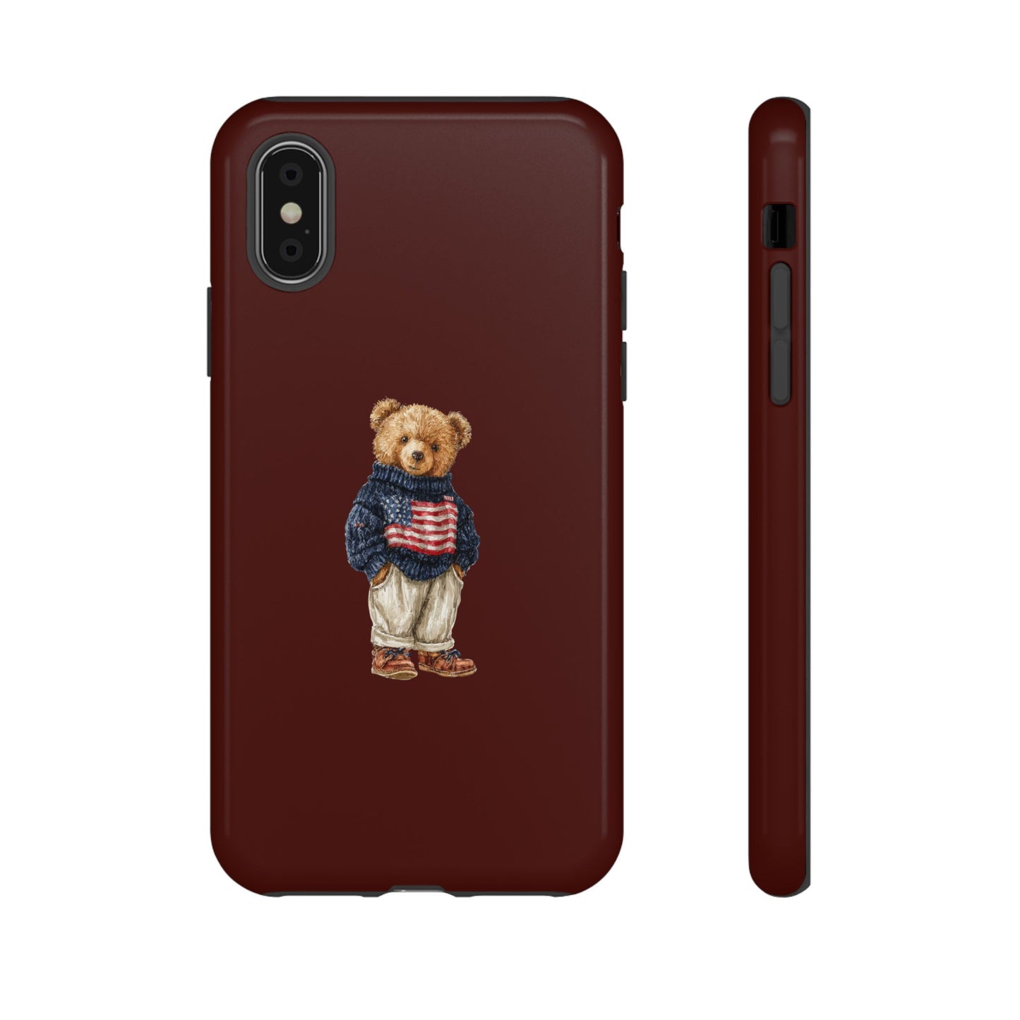 Teddy Bear in American Flag Sweater Tough Phone Case
