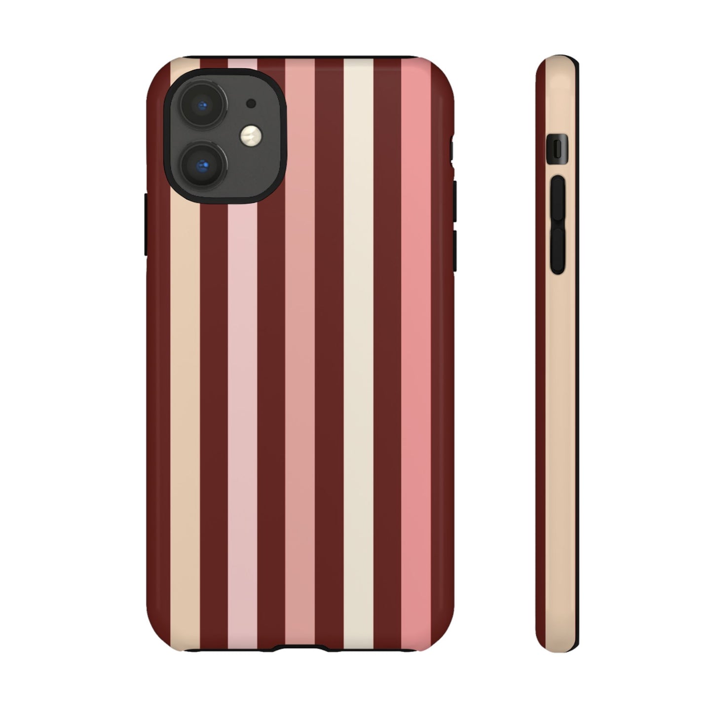 Burgundy Striped Tough Phone Case