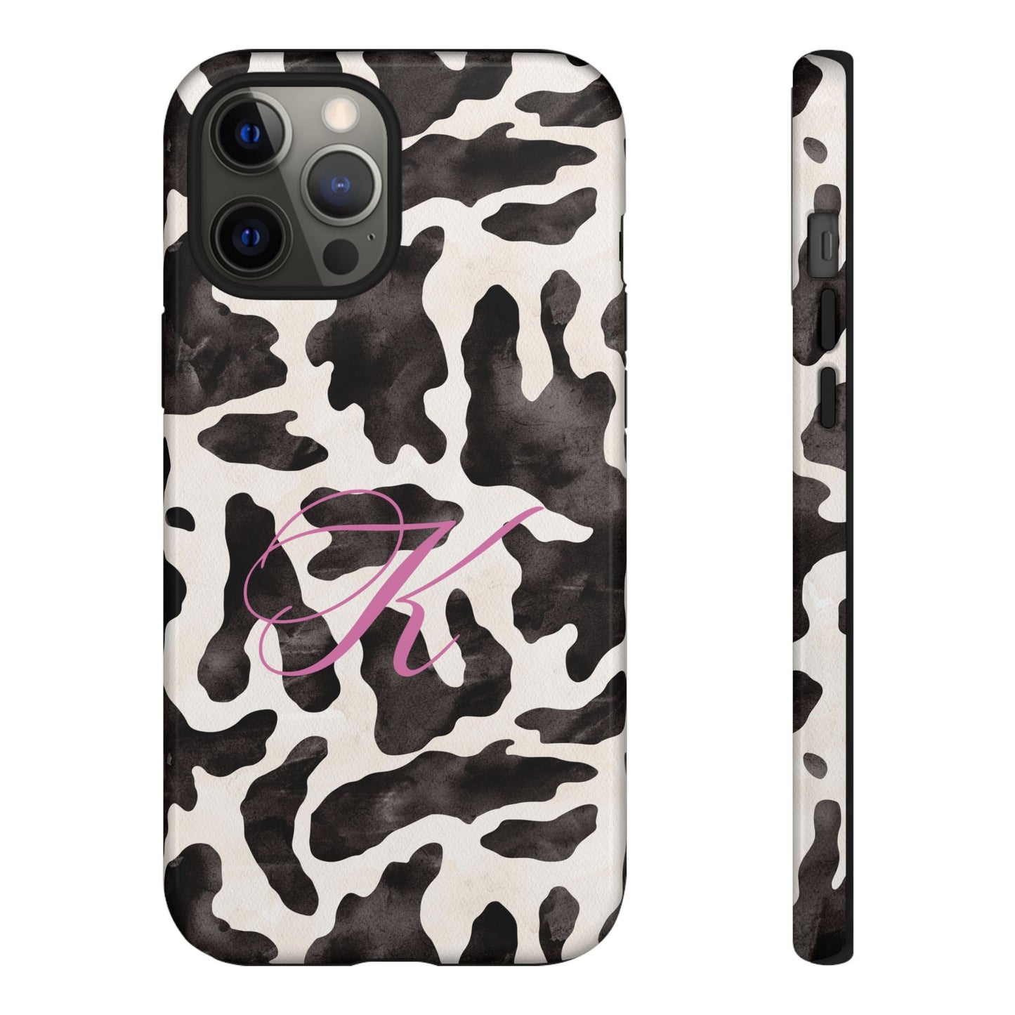 Personalized Monogram Cow Print Tough Phone Case