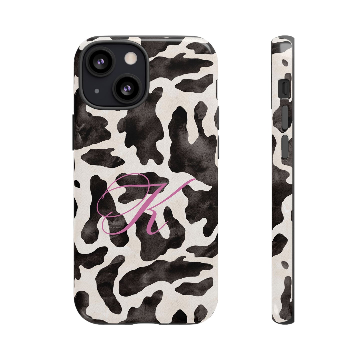 Personalized Monogram Cow Print Tough Phone Case